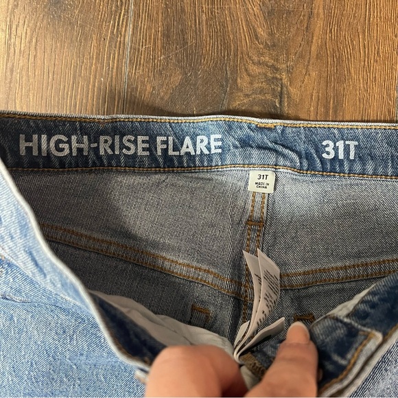 J. Crew High Rise Flare Blue Denim Jeans SZ 31T - Picture 5 of 7
